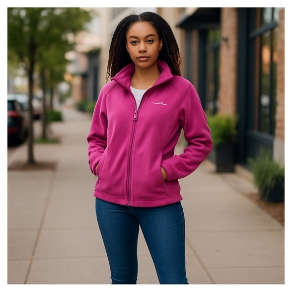 NEW‎ Columbia Benton Springs Fleece Jacket Women's Size M Fuchsia Pink Full Zip - Picture 1 of 9